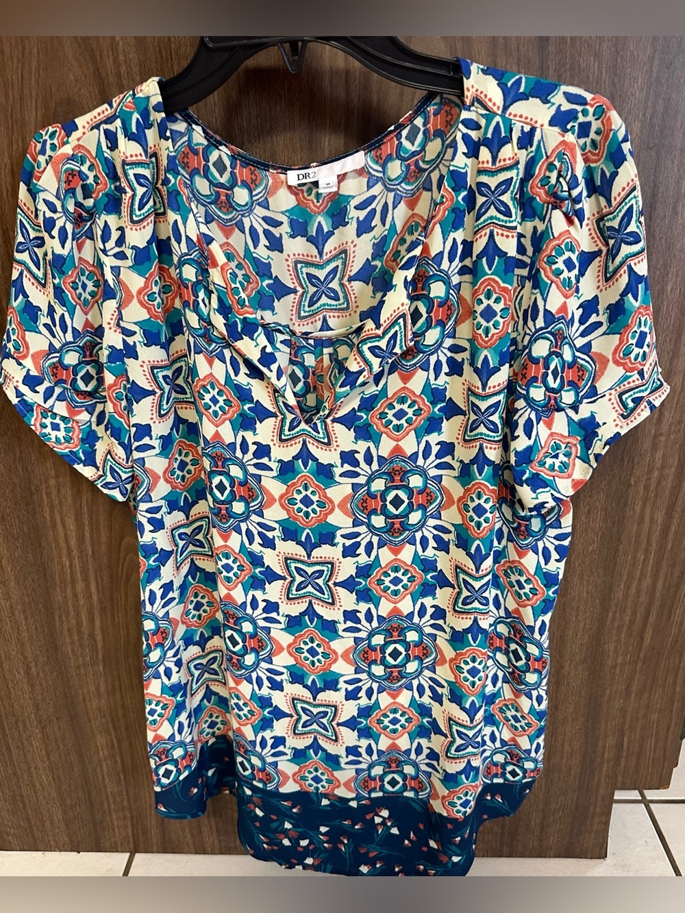 Women's Short Sleeve V-Neck Printed Blouse